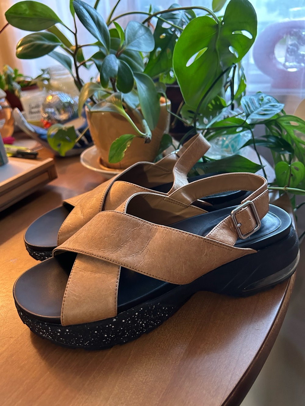 Charles and Keith Criss Cross Slingback Tan Sandal